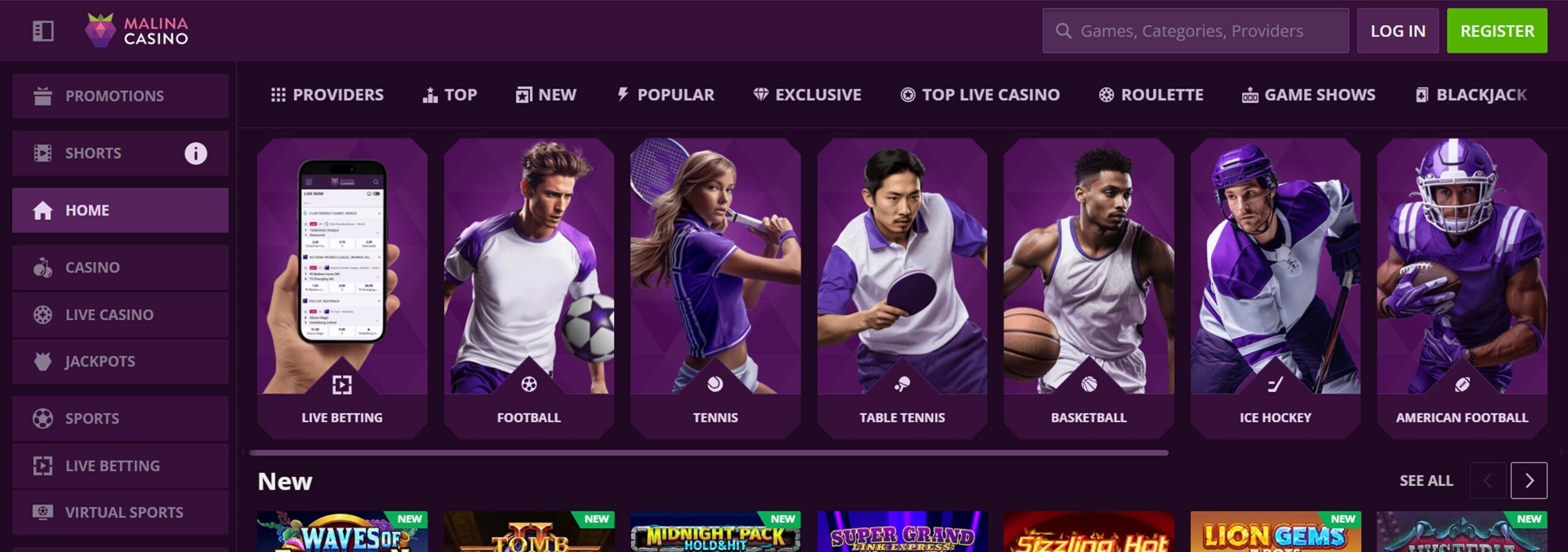 Malina Casino Home